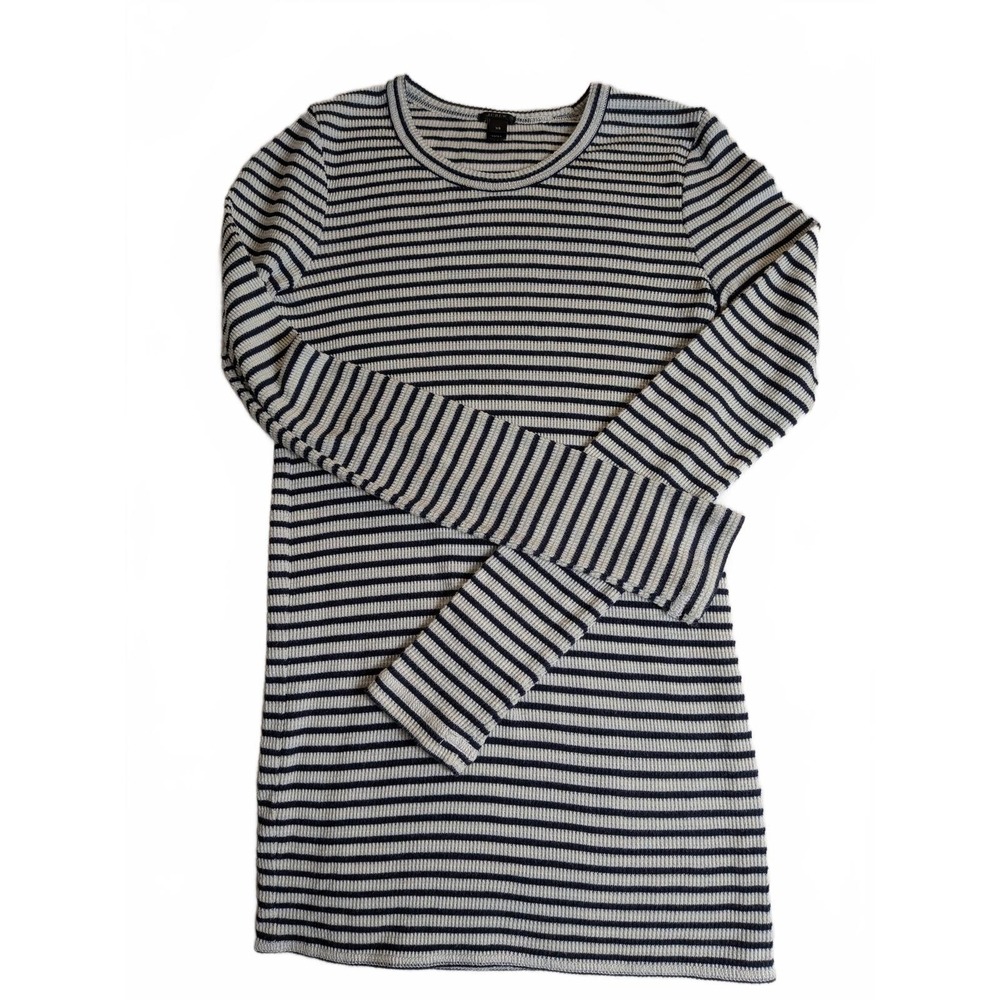 J.Crew Striped Long Sleeve Tee Womens XS Navy White Excellent Ribbed Nautical - Picture 1 of 6